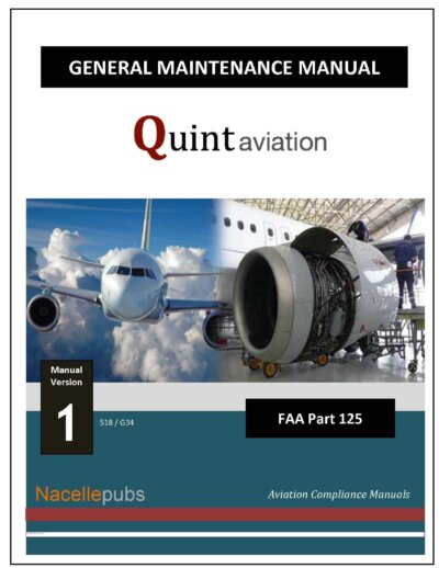 Outside cover of the Part 125 General Maintenance Manual